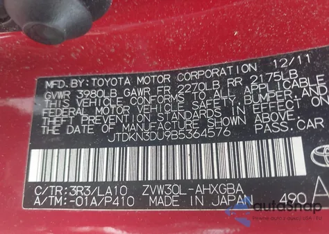 2011 Toyota Prius Five from USA, damaged, VIN JTDKN3DU9B5364576